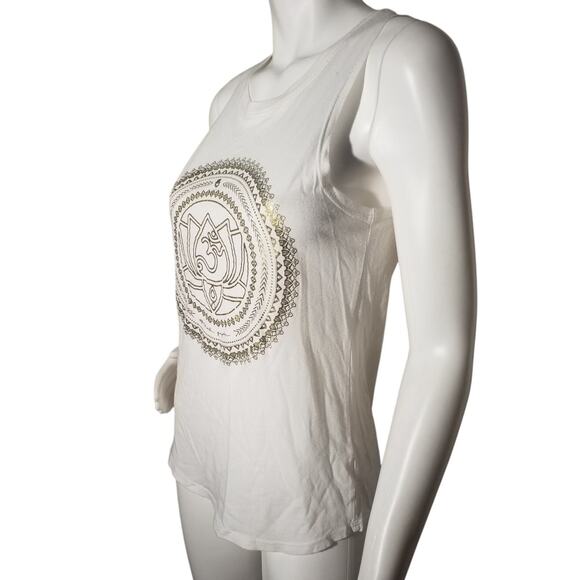 Spiritual Gangster Womens Small White Gold Foil Sleeveless Yoga Tank Top - Picture 5 of 7